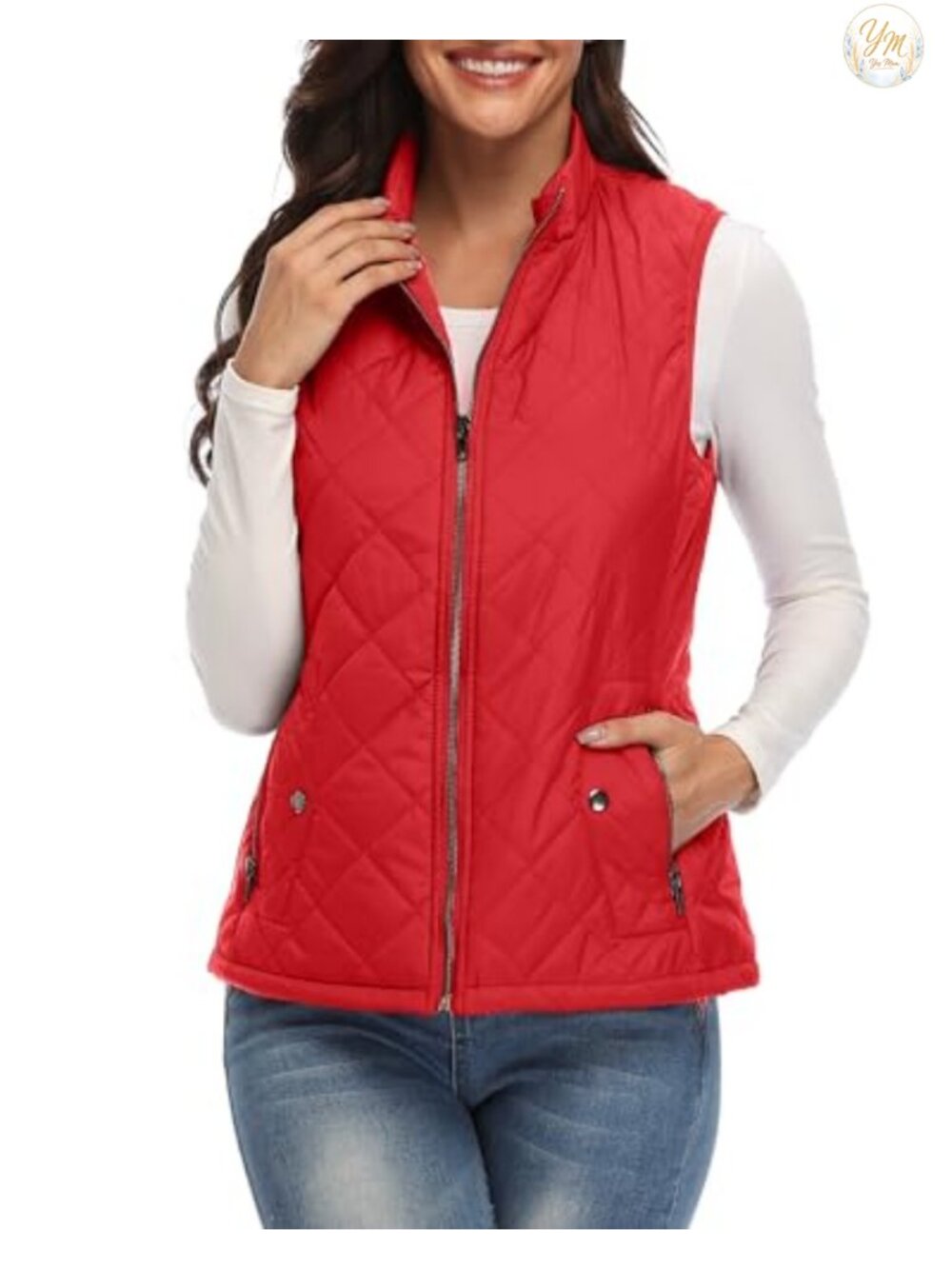 Women's Quilted Puffer Vest Lightweight Sleeveless Gilet with Pockets